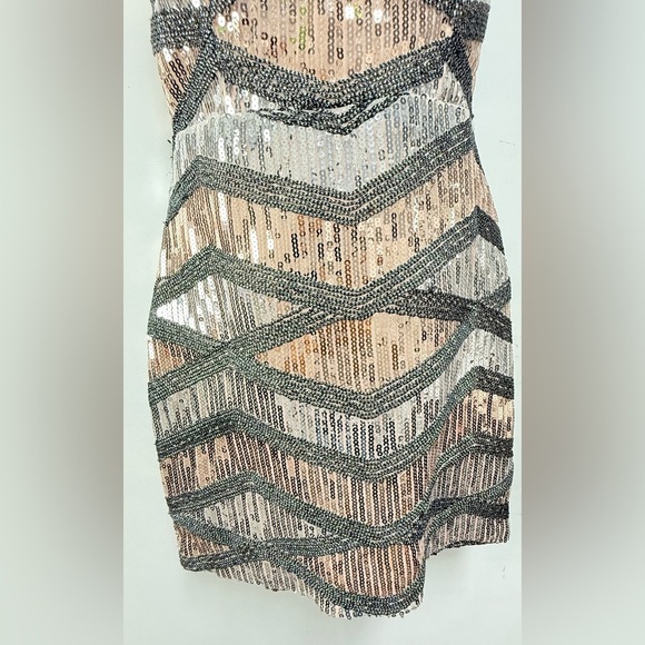 Gold and Pink Halter Mini Sundress for Night Out - Picture 3 of 8